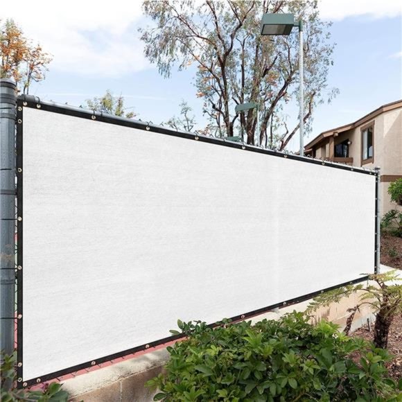 3' x 10' White Fence Privacy Screen Windscreen Cover Netting Mesh Fabric Cloth - Picture 1 of 6